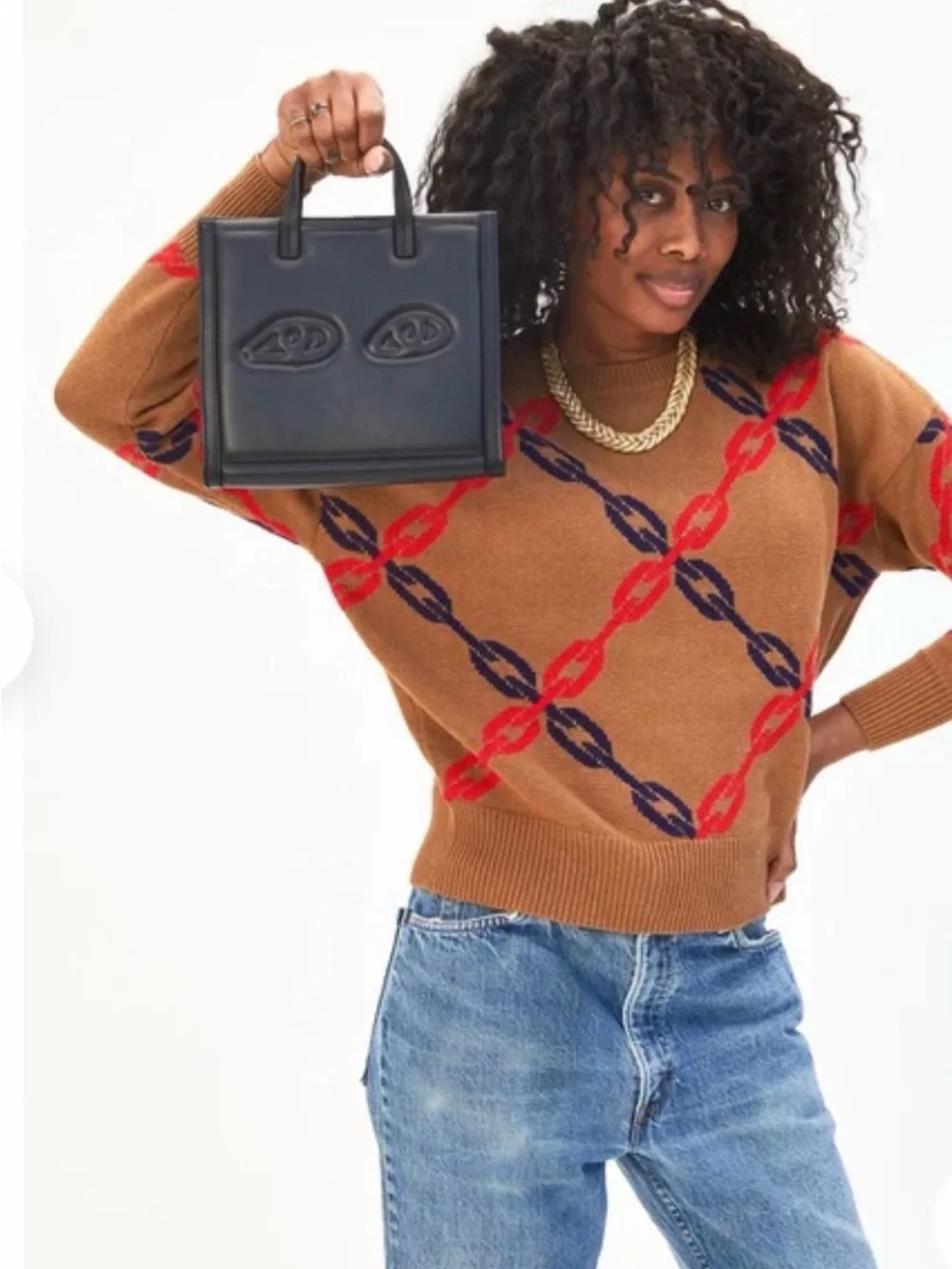 Clare V Petit Simple Tote - Black w/ Eyes